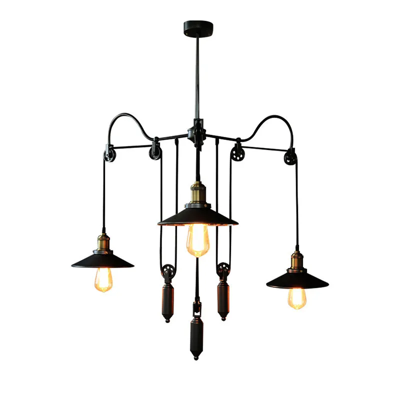 

Smuxi 3 Way Mirror Pendant Lamp Shade E27 Retro Vintage Pendant Light Pulley Retractable Pendant Lights Loft Hanging 110V-220V