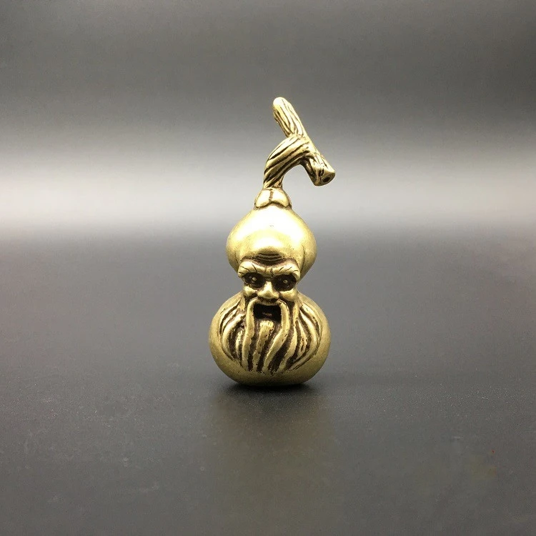 

Collectable Chinese Brass Carved Gourd Cucurbit Longevity Star The God Of Longevity Exquisite Small Statue