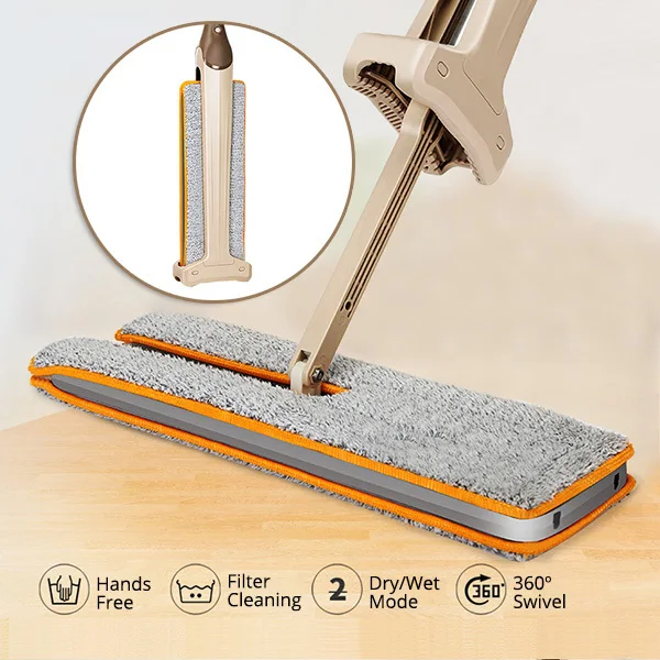 

Double Sided Flat Lazy floor mop Telescopic Handle Mop With 2pcs Microfiber Replace Cloth 360 Degree spin mop