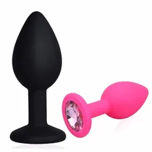 Small Silicone Anal Plug No Vibrators for Women Men Gay Anal Beads Crystal Jewelry Butt Plug Anal Masturbation Sex Toys