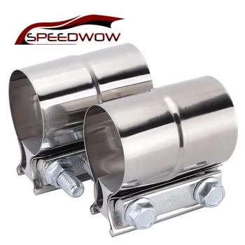 

SPEEDWOW Universal 2.0" 2.25" 2.5" 3.0" 4.0" High Strength Reducing Pipe Butt Joint Stainless Steel Exhaust Clamp Kit Car Part