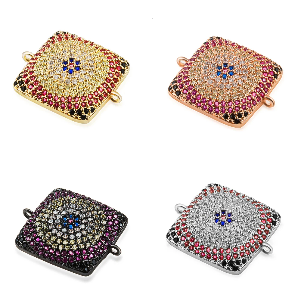 

22*18mm Square High Quality Brass Cubic Zirconia Jewelry Bracelet Accessories Diy Manufacture Jewelry Connector Hole