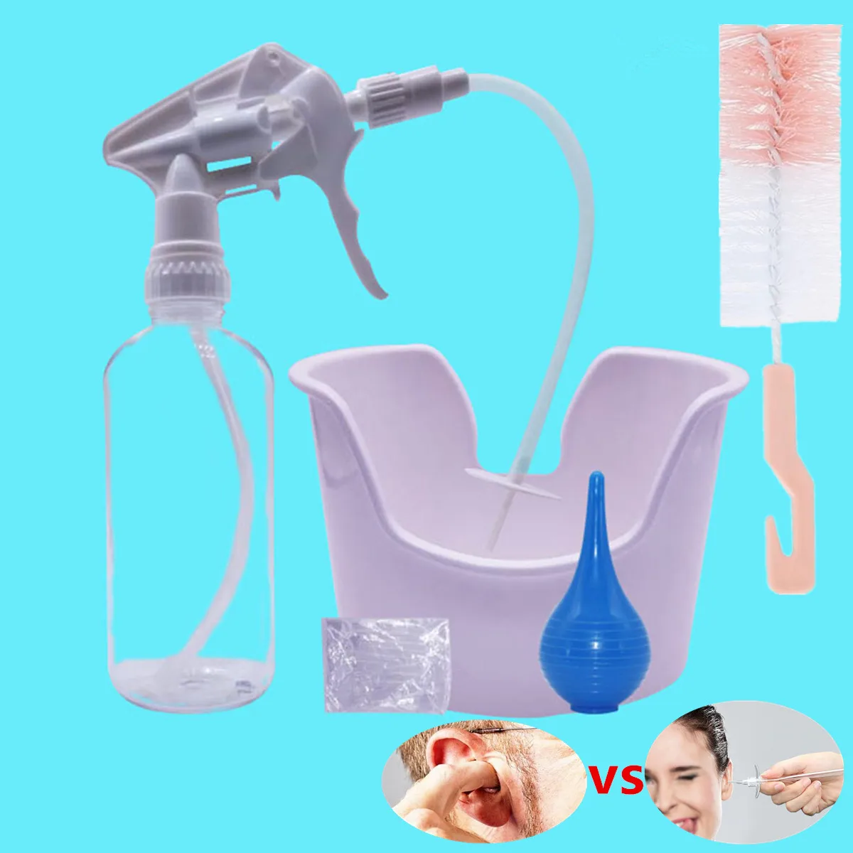 

Ear Wax Cleaning Tool Ear Irrigation Washing Kit Ear Wax Removal Set With Squeeze Bulb/Syringe/Brush For Adults Kids Health Care
