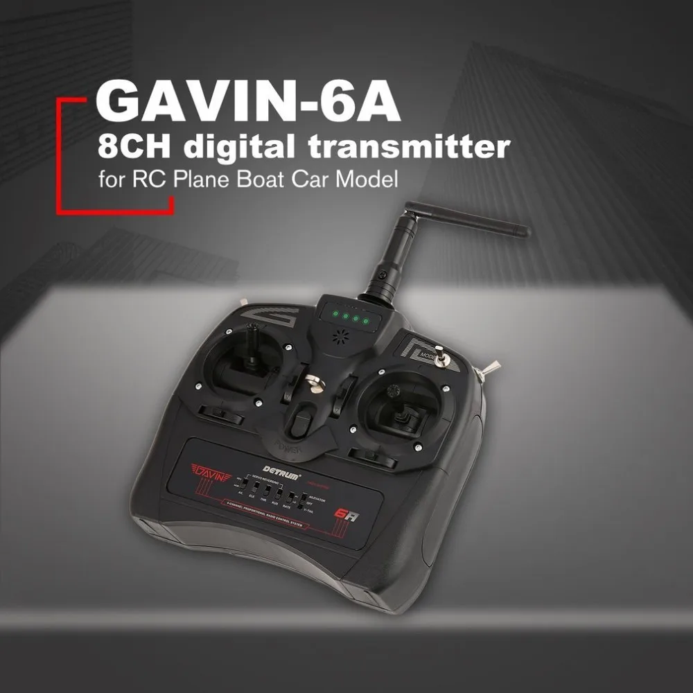 

Detrum 2.4g GAVIN-6A DSSS FHSS 8CH Radio System Transmitter Electronic RXC7 Remote Control Receiver for RC Plane Boat Car Model