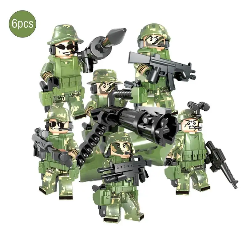 

6PCS Military Man Model Assembled Building Blocks Toys Puzzle Assembly Camouflage Geely Clothing Dolls
