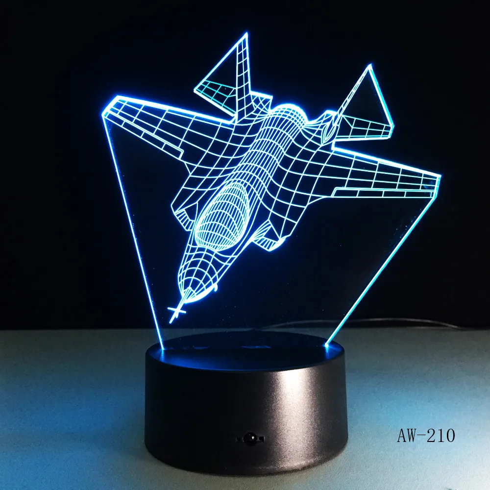 3D ночник с воздушным самолетом светодиодная настольная лампа дистанционным