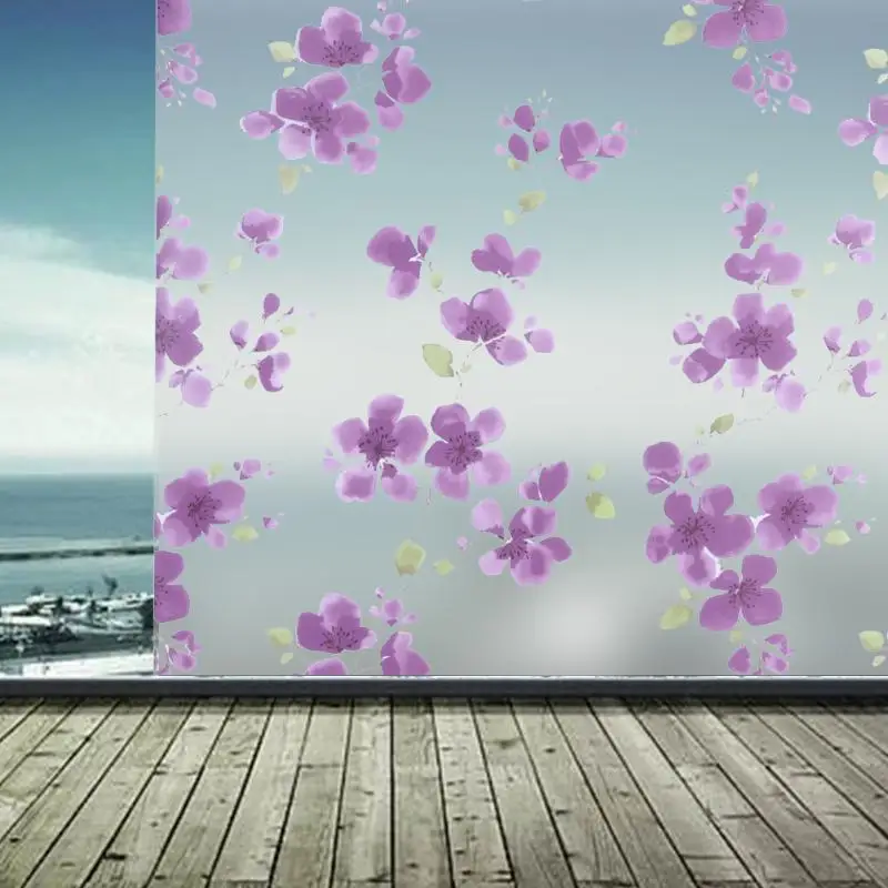 

60*200cm Removable PVC Flower Privacy Decorative Window Films Back Glue Frosted Window Bathroom Glass Sticker Home Decor Sticke