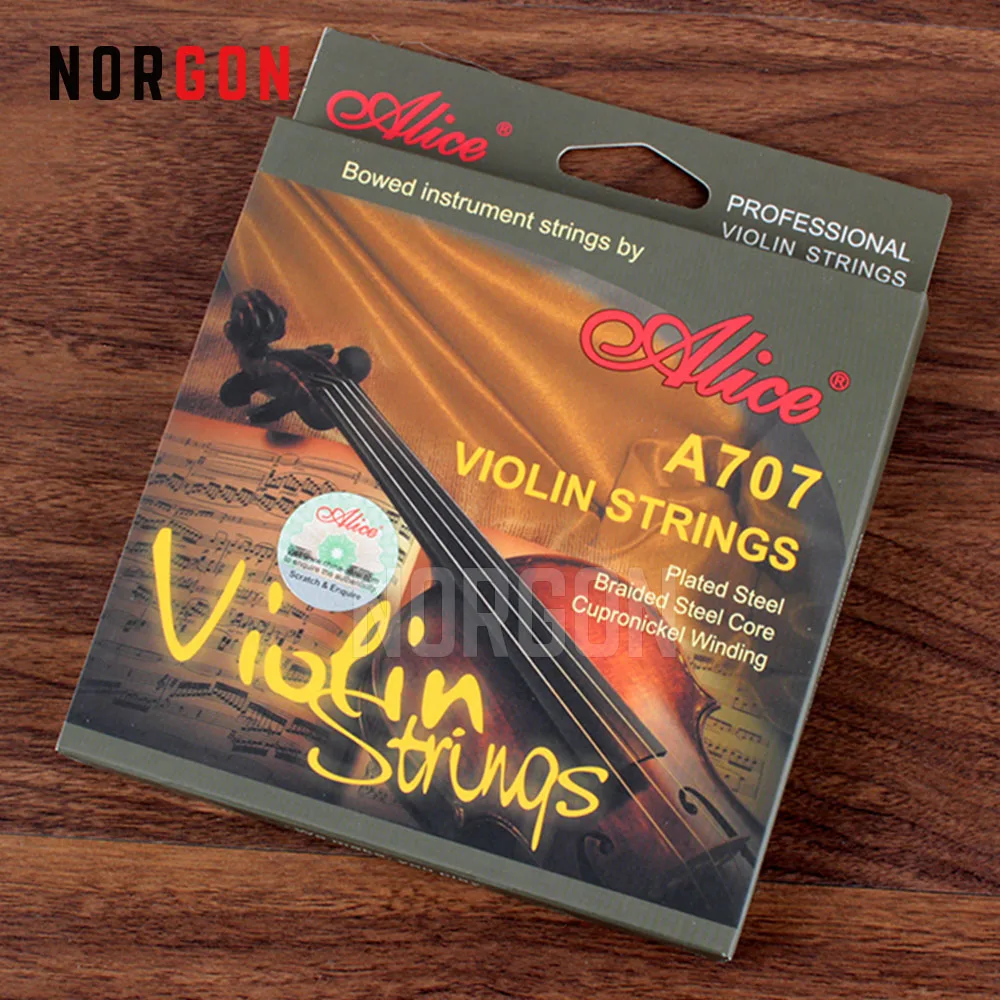 

Alice A707 Violin Strings Premium Plated Braided Steel Core Complementary String 4/4 Nickel Ball End
