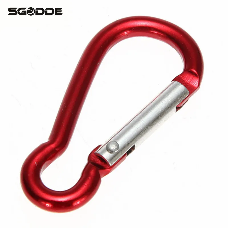 SGODDE 1 قطع سلسلة حلقة تسلّق معدنيّة D الربيع كليب المفاجئة حلقة مفاتيح على شكل خُطّاف سلسلة مشبك حقيبة أدوات ألومنيوم محمولة للتخييم التنزه تس...