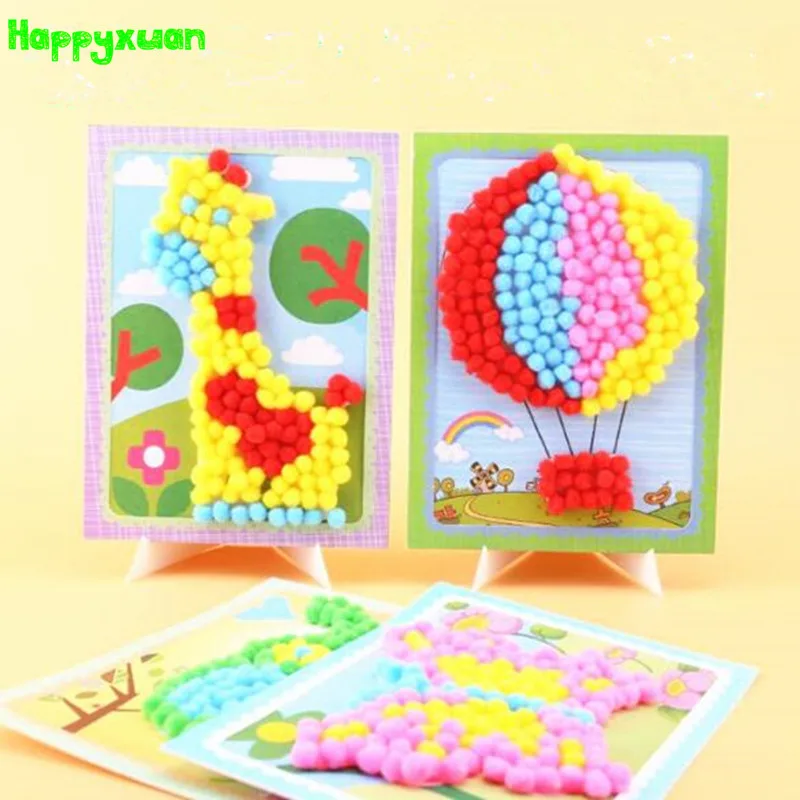 Happyxuan 5 шт. DIY креативные наклейки с помпонами Мультяшные игрушки для детского сада детские искусство и ремесла