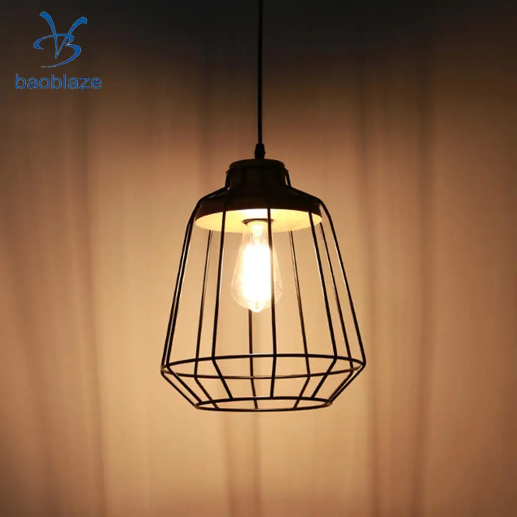 

Vintage Iron Wire Pendant Ceiling Light Lamp Cage Shade Home Hallway Decor Black