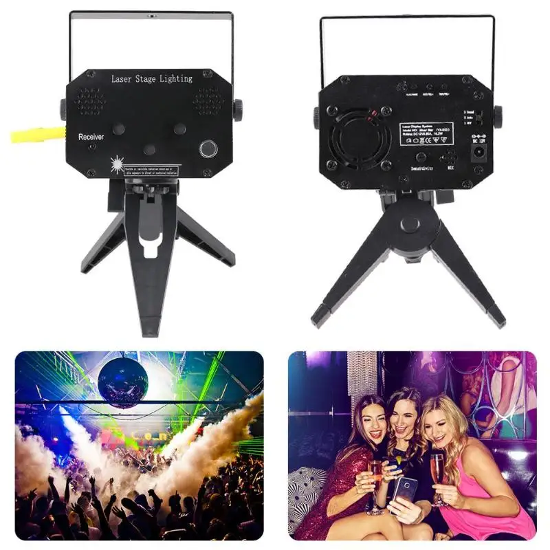 Мини-проектор Лазерный звуковой активированный сценический свет DJ диско KTV Вечеринка вечерние с контроллером движущаяся голова Вечеринка