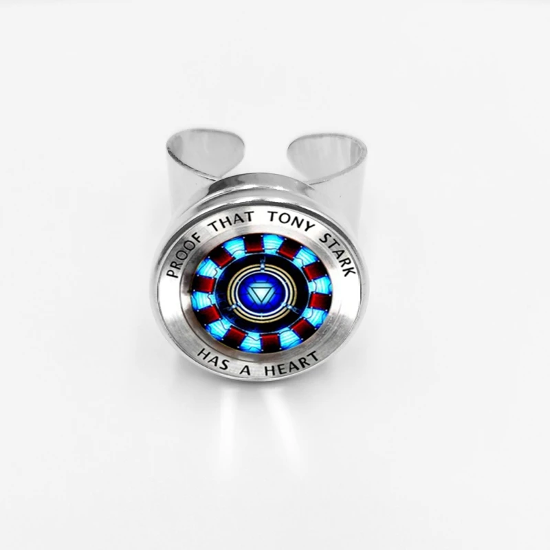 

2019 Hot Movie Around Iron Man, Tony Stark Tibet Silver Snap Ring Rotating Ring Glass Dome Ring Wholesale