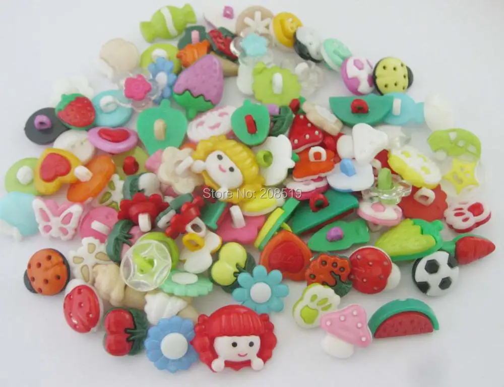 

NBNKLA Mixed shape mix colors shank type 200pcs sewing buttons plastic combined button children clothes accessory