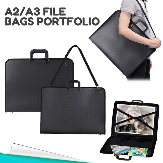 1pcs A2 A3 Vinyl Artist Portfolio Drawing Painting Storage File Folder Plastic Document Carry