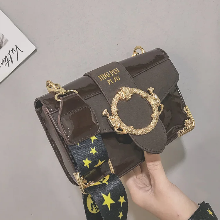 

Luxury Pu Leather Gold Buckle Stone Shoulder Bags Women Five Star Embroidery Flap Bags Crossbody Shoulder Bag Small Totes Bag