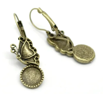 

Lovely 5 Pairs Antique Bronze Butterfly Round Cabochon Setting Earring Clips 4.2x1.4cm(Fit 10mm) (B19811)