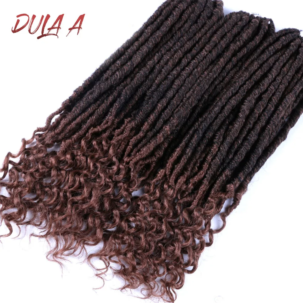 Dula Подушка синтетический богиня Faux locs Curly заканчивается 18 дюймов крючком дреды, косы пряди волос накладки косички более мягким