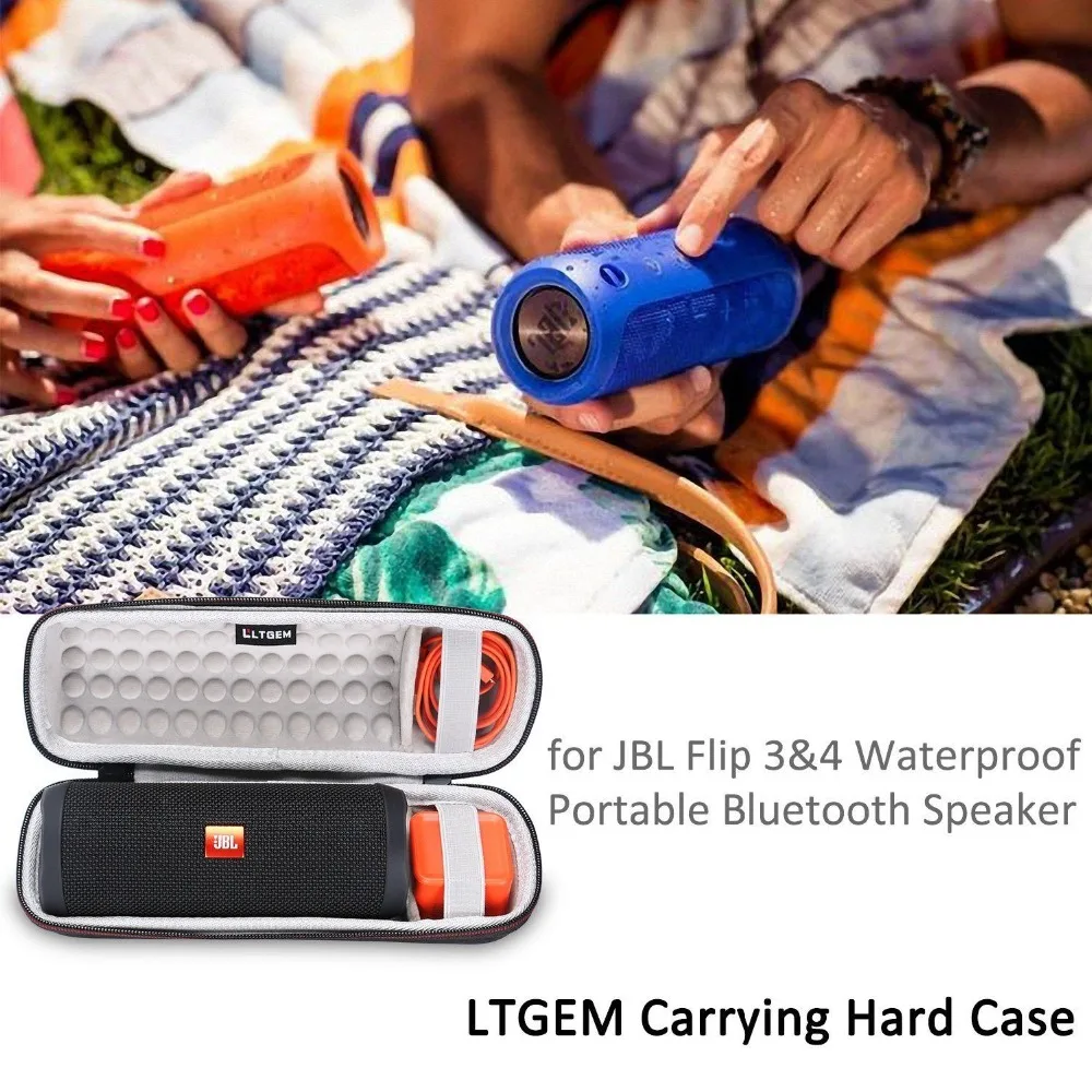 LTGEM إيفا الصلب تخزين السفر حقيبة حمل ل JBL فليب 3/4 للماء مكبر صوت بخاصية البلوتوث قابل للنقل