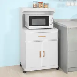 SoBuy FSB12-W Кухонная Тележка для хранения Полочка для микроволновой печи шкаф для хранения буфет на колесах