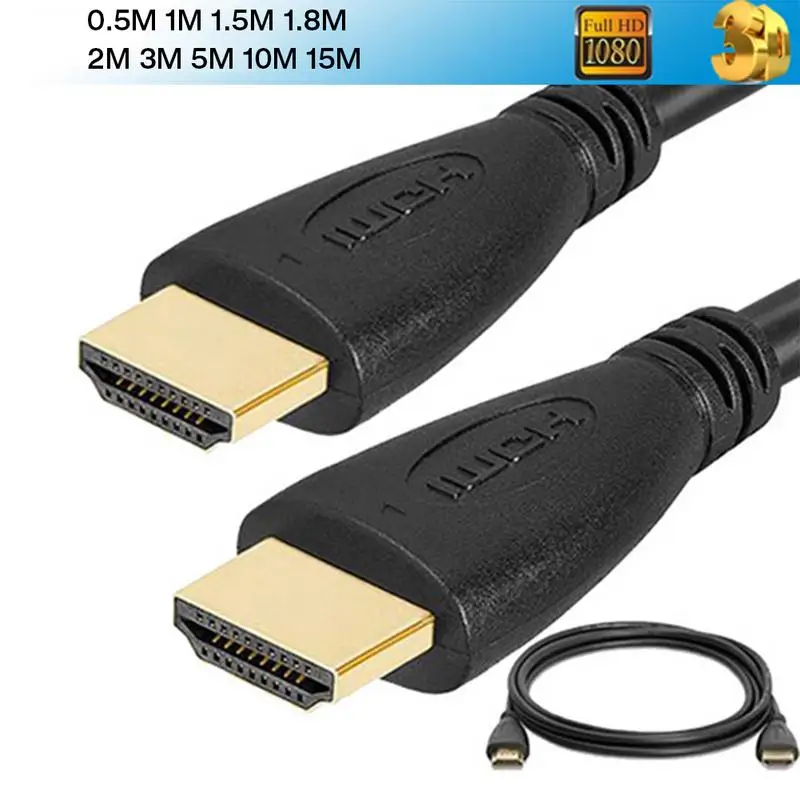 

0.5-15M 1.4V HDMI to HDMI Cable 1080P HD Converter 3D Splitter Fast Screen Sharing Plated for Computer Laptop Projector TV LCD