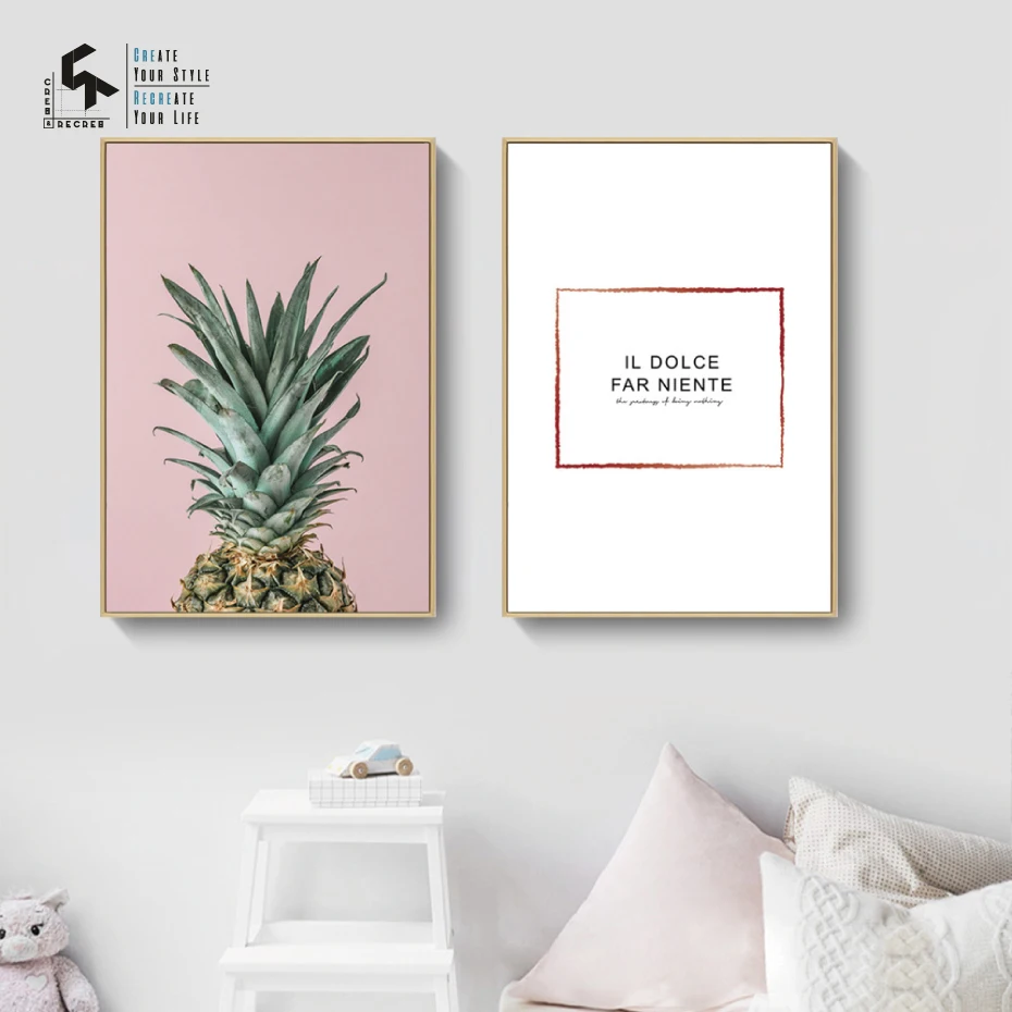

CREATE&RECREATE Nordic Poster Pineapple Posters And Prints Letters Wall Art Canvas Paintings Decorative Pictures CR1810115042