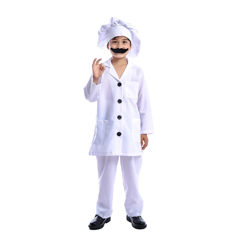 

Funny Children Chef Boy Overalls Chef Role Playing Uniform Halloween Party Party Performance Solid Color Clothing