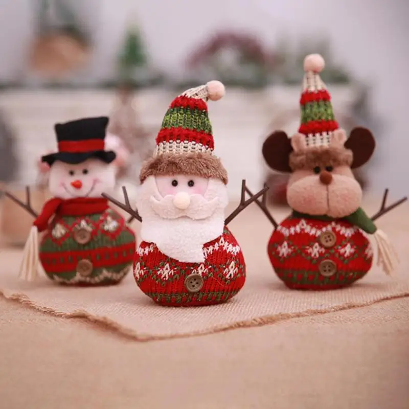 Рождественское украшение для дома, милое мини-вязание, снеговик, Санта-Клаус, новогодние куклы, орнамент, натальный, 2018, Рождественский