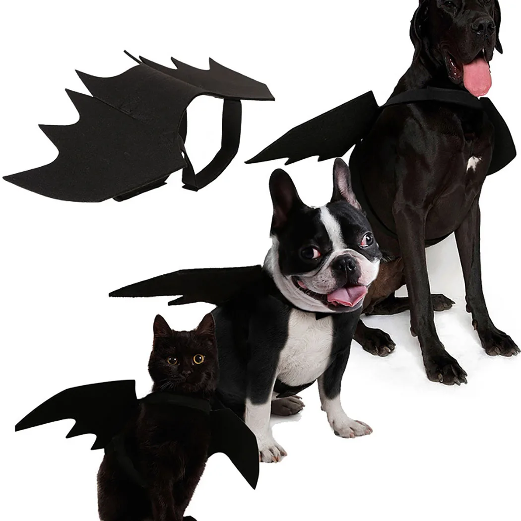 Забавный черный костюм для домашних животных на Хэллоуин, крылья летучей мыши, костюм кошки, вечерние костюмы для собак, косплей, несколько размеров на выбор