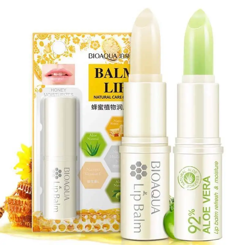 

BIOAQUA Natural Aloe + Honey Moisturizing Lip Balm Colorless Refine repair lip wrinkles For Woman Winter Lip Care 2PCS