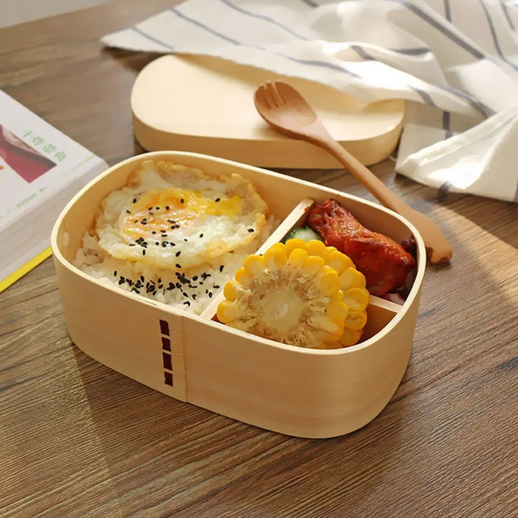 Винтажный Ланч бокс из натурального дерева для пикника контейнер еды Bento Sushi Typical