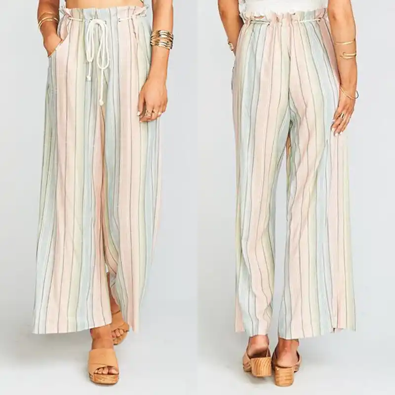 colorful striped palazzo pants