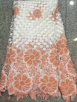 

Pink White New Design African Cord Lace Fabric 2018 Swiss Voile Lace Embroidered French Mesh Lace Fabric High Quality Stones