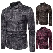 Новая стильная модная популярная мужская рубашка с длинным рукавом модал рваные рубашка для гольфа Повседневные Дышащие Мягкие топы с v-образным вырезом на пуговицах