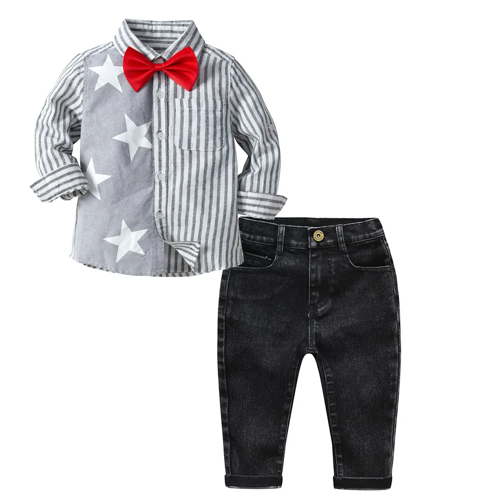 

Baby Boys Clothes Set Long Sleeve Plaid Gentleman Suit For Boys Children Clothing Cotton Costume For Kids Suits 3Pcs