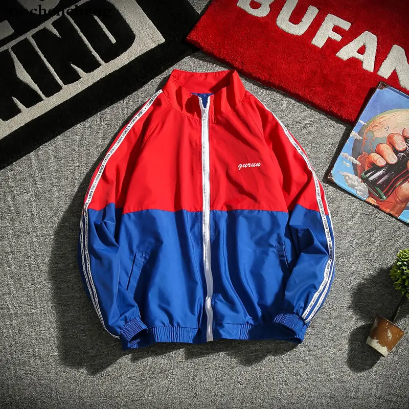 Men's Zipper Jackets Bomber Jacket Men Hip Hop Streetwear Striped Sleeves Patchwork Casual Jacket Coat Oversized M-5xl