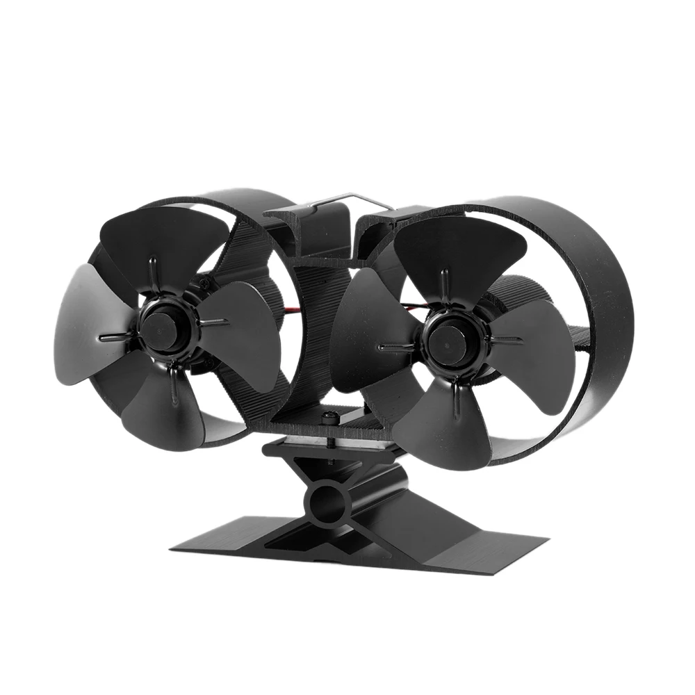 

8 Blade Efficient Stove Fan Fuel Cost Saving Twin Motor Heat Powered Eco Fireplace Fan for Wood Gas Coal Pellet Log Heaters