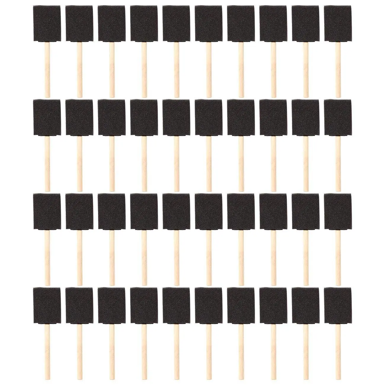 

2 inch Foam Sponge Wood Handle Paint Brush Set (Value Pack of 40) - Lightweight, durable and great for Acrylics, Stains, Varni