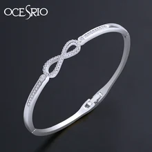 OCESRIO Infinity Symbol Silver Bracelets for Women Luxury Bangle and Bracelets Infinity Knot Cubic Zircon Jewelry brt-b19