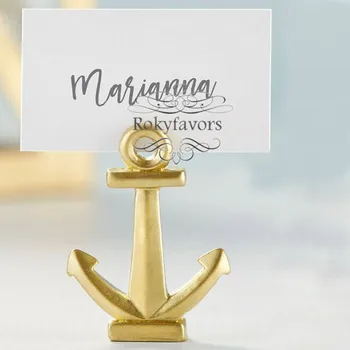 

50PCS Nautical Gold Anchor Place Card Holder Wedding Favors Anniversary Party Shower Ideas Event Birthday Table Decors Supplies