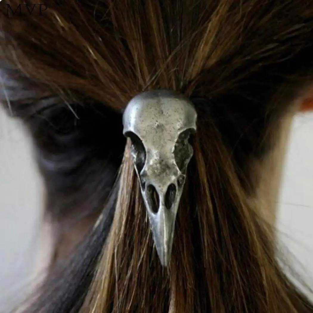 

6cm Crow Rope decoration Fashion skull unique Hair Elastic Punk fashion Skull Women Headwear Casual Ponytail Headband