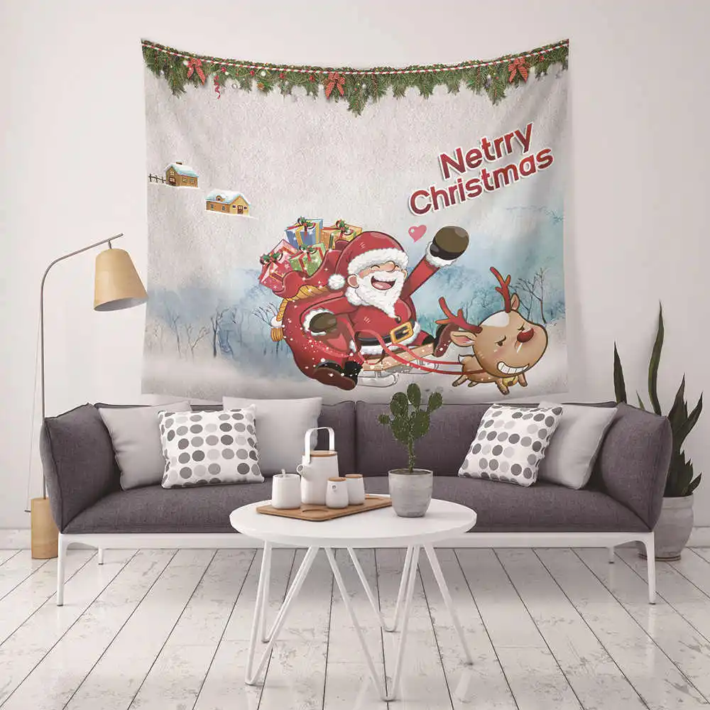 Merry Christmas Plain Dyed Bohemian Mandala Tapestry Macrame Wall Hanging Sandy Beach Picnic Lanket Travel Sleeping Pad