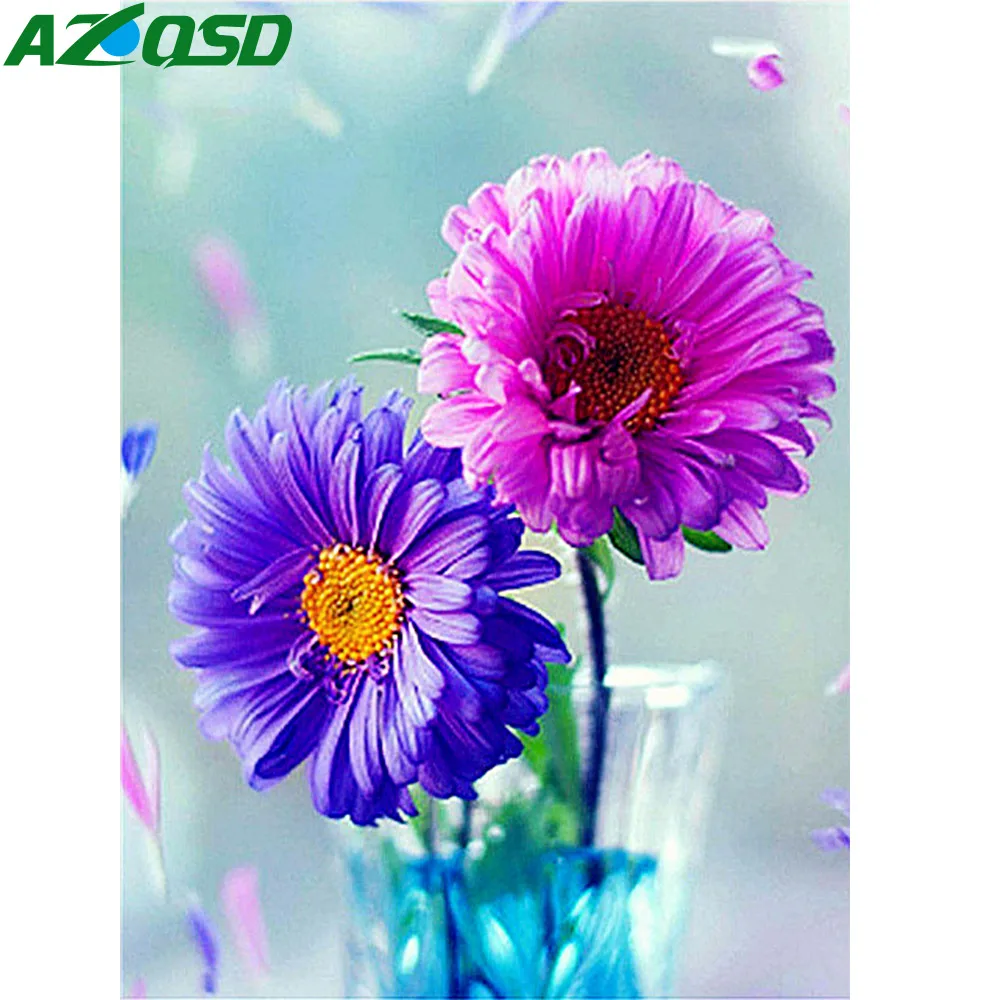 AZQSD полностью квадратная Алмазная картина цветок DIY вышивка Цветочная мозаика
