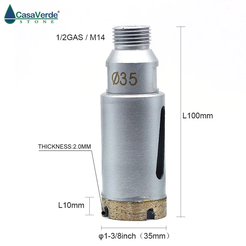 Арбор M14 внутренний/1/2 газовый наружный диаметр 1-3/8 дюйма 35 мм алмазное долото для мокрого фрезерования и сверления камня