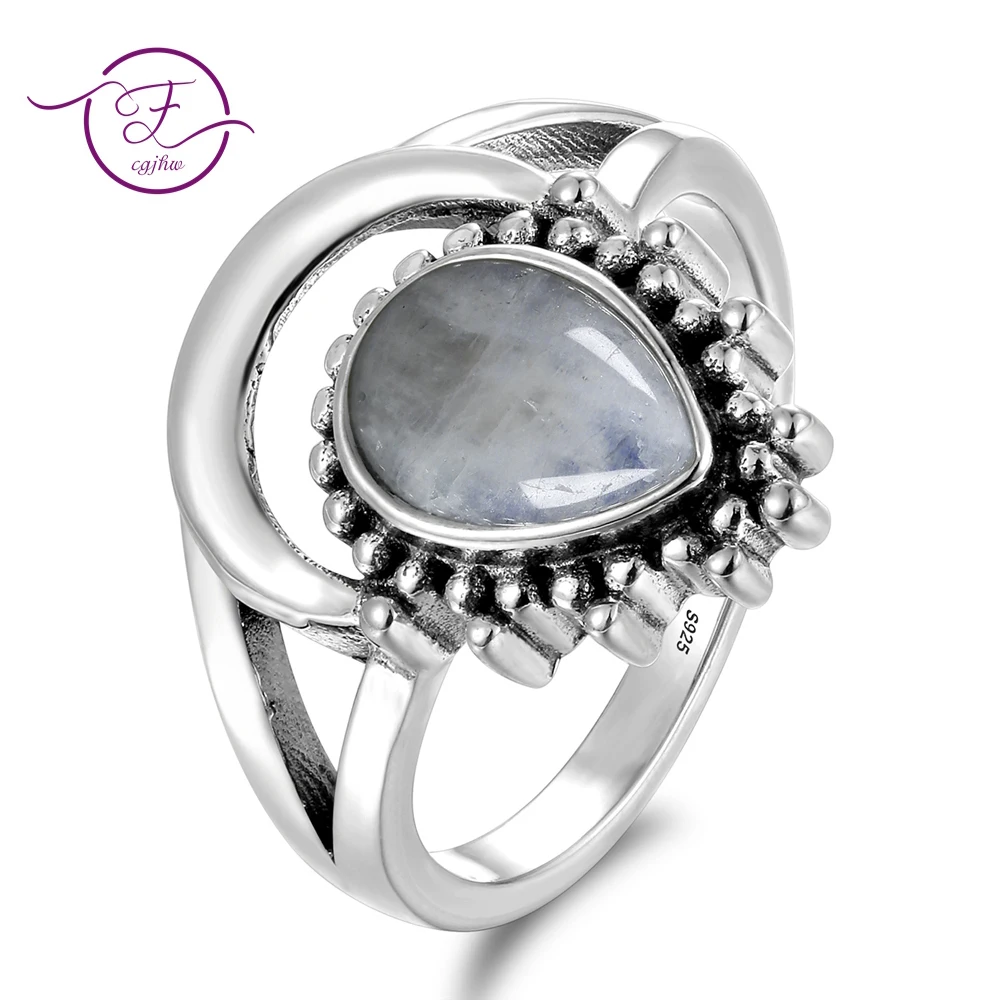 Classic 925 Silver Handmade Natural Rainbow Moonstone /& Rose Quartz Jewelry Ring