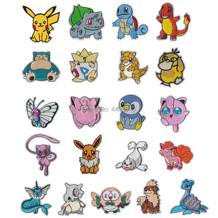

pokemon mix order pikachu eevee embroidered iron on patch, , game character jacket jean backpack jacket DIY clothing patch