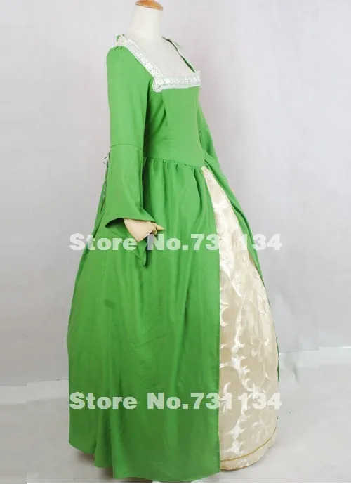 Уникальный элегантный светло-зеленое, с длинным рукавом в викторианском стиле Вечерние Платье Для женщин Винтаж готический, викторианской эпохи мяч Халаты Костюмы