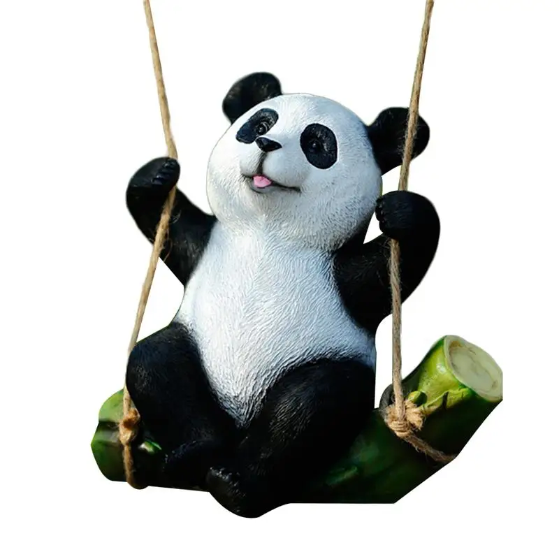 

1pc Garden Statue Resin Cute Swing Panda Sculpture Decor House Patio Lawn Animal Figurines Garden Decoration Outdoor Ornament