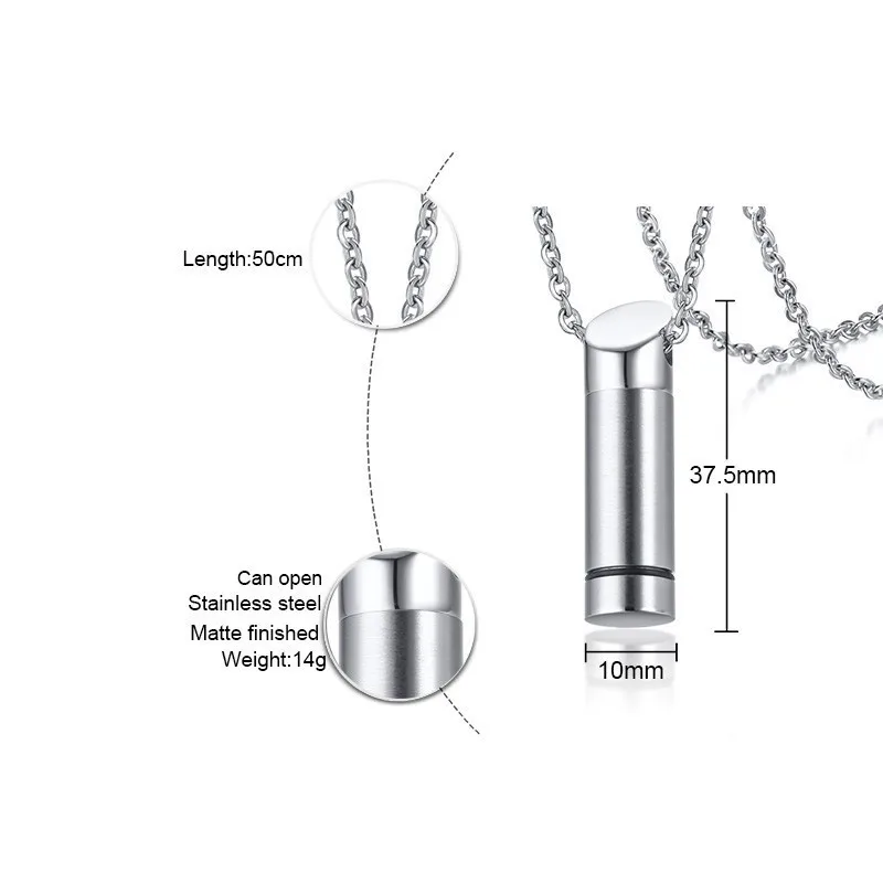 Ювелирные изделия из нержавеющей стали для кремации, ожерелье из золы и урны, кулон для мужчин, мужские подарки в стиле хип-хоп