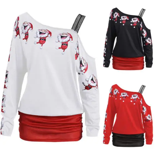 

Xmas Christmas Santa Women Blouses Long Sleeves Ladies Snowman Party Casual Mini Dress Winter Warm Women Clothing 2018 New